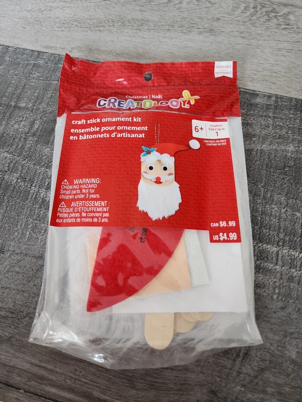 Ornament Christmas Craft Stick SANTA Kit - Creatology Sealed DIY NEW